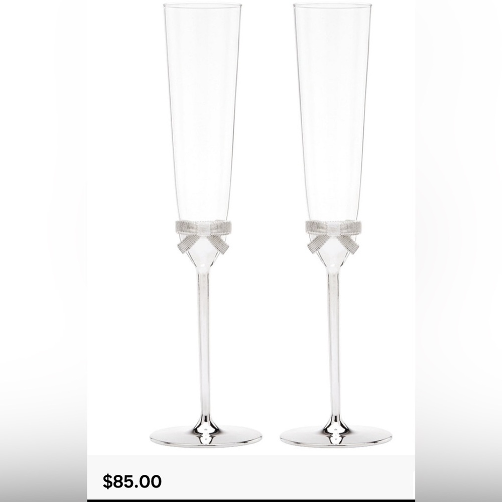 ♠️ NWT Kate Spade Clear Crystal Glass Champagne Flutes